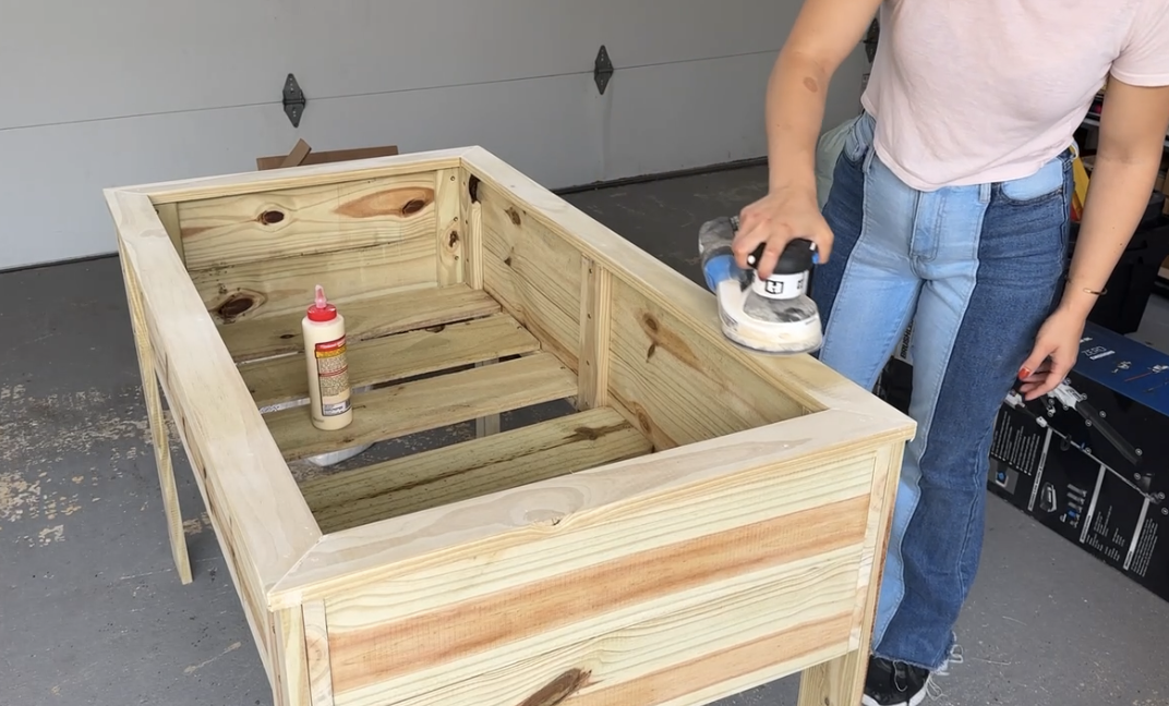 sanding planter box