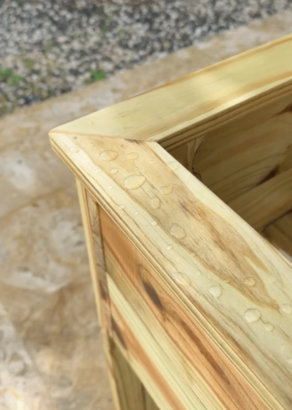 water beading on garden bed